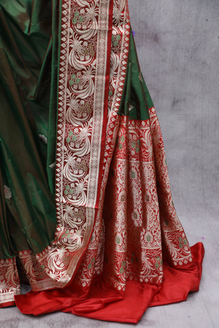 Two Tone Green Banarasi Silk Saree - SRTTGBSS548