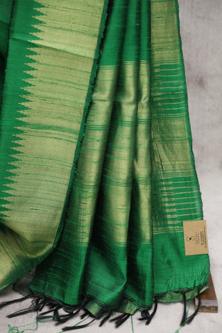 Green Raw Silk Saree-SRGRSS241