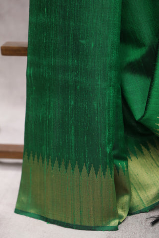 Green Raw Silk Saree-SRGRSS241