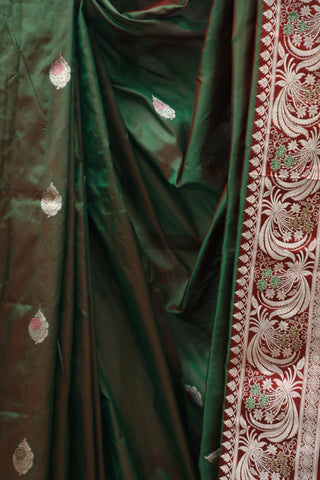 Two Tone Green Banarasi Silk Saree - SRTTGBSS548