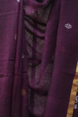 Purple Linen Jamdani Saree -SRPLJS254