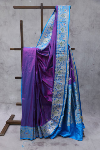 Two Tone Purple Banarasi Silk Saree - SRTTPBSS550