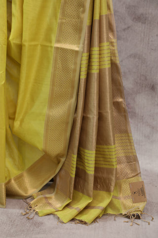 Yellow Silk Maheshwari Saree -SRYSMS130