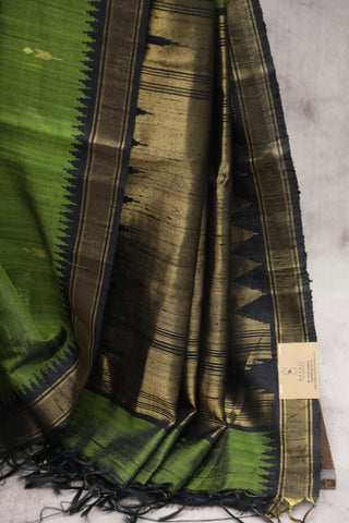 Green Raw Silk Saree - SRGRSS481