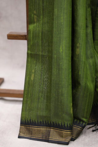 Green Raw Silk Saree - SRGRSS481