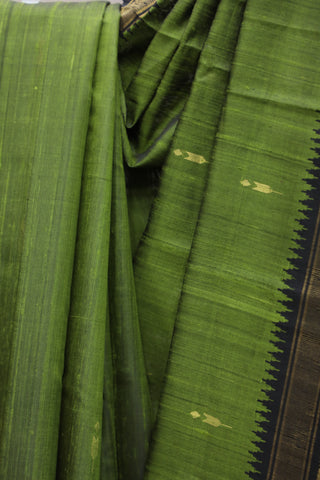 Green Raw Silk Saree - SRGRSS481