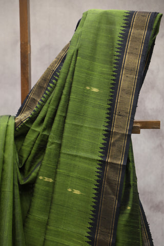 Green Raw Silk Saree - SRGRSS481