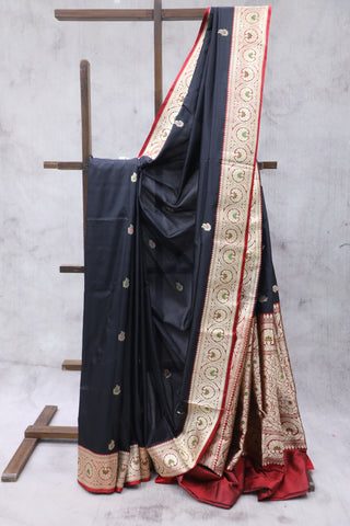 Black Banarasi Silk Saree - SRBBSS580