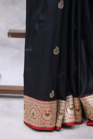 Black Banarasi Silk Saree - SRBBSS580