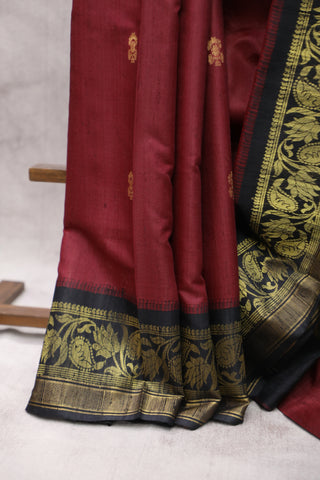 Maroon Raw Silk Saree - SRMRSS279