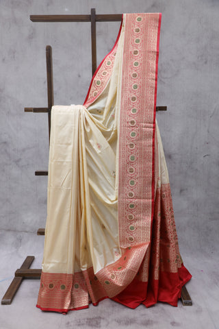 Cream Banarasi Silk Saree - SRCBSS579