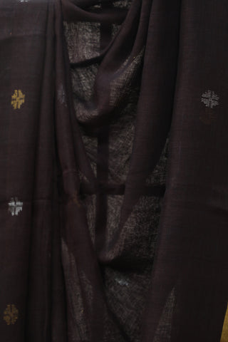 Coffee Brown Linen Jamdani Saree -SRCBLJS261