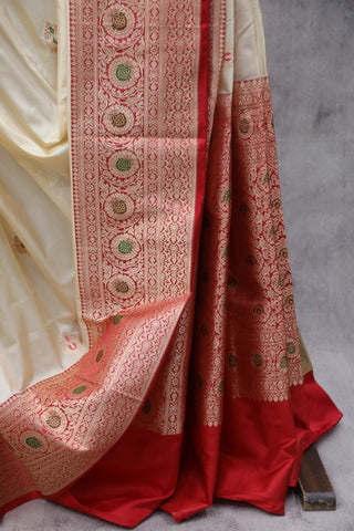 Cream Banarasi Silk Saree - SRCBSS579