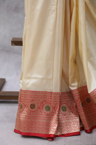 Cream Banarasi Silk Saree - SRCBSS579