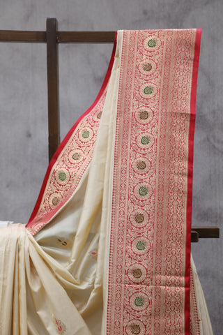 Cream Banarasi Silk Saree - SRCBSS579