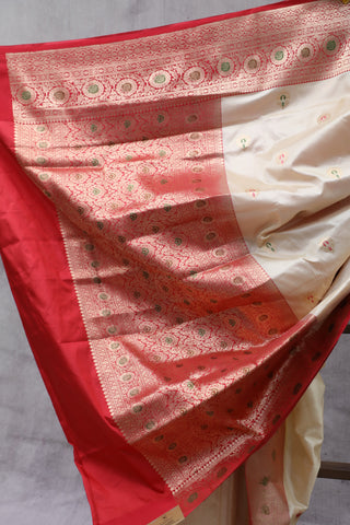 Cream Banarasi Silk Saree - SRCBSS579