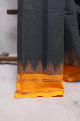 Two Tone Black Kanchi Cotton Saree-SRTTBKCS152