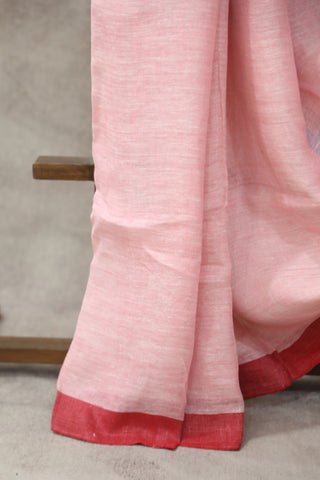 Pink Linen Jamdani Saree -SRPLJS258