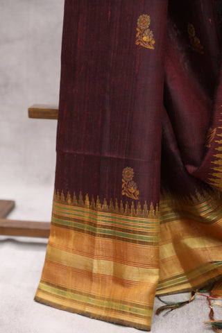 Dark Magenta Raw Silk Saree - SRDMRSS563