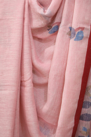 Pink Linen Jamdani Saree -SRPLJS258