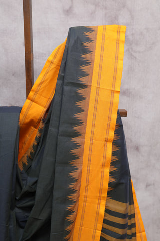 Two Tone Black Kanchi Cotton Saree-SRTTBKCS152