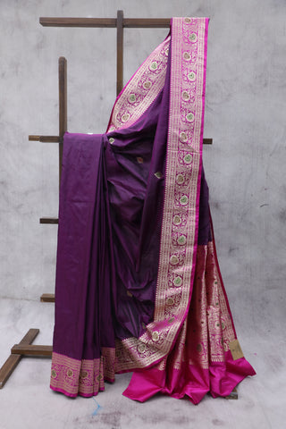 Purple Banarasi Silk Saree - SRPBSS552