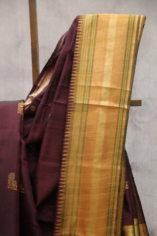 Dark Magenta Raw Silk Saree - SRDMRSS563