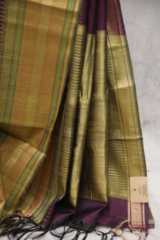 Wine Raw Silk Saree - SRWRSS586