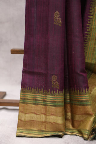 Wine Raw Silk Saree - SRWRSS586