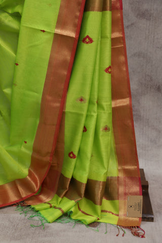 Neon Green Silk Maheshwari Saree - SRNGSMS232