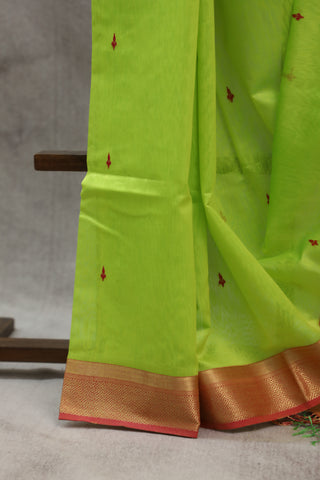 Neon Green Silk Maheshwari Saree - SRNGSMS232