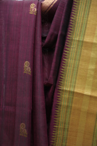 Wine Raw Silk Saree - SRWRSS586