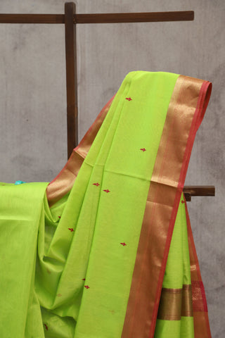 Neon Green Silk Maheshwari Saree - SRNGSMS232