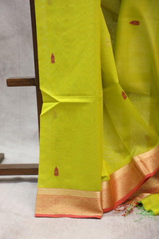 Neon Yellow Silk Maheshwari Saree - SRNYSMS233