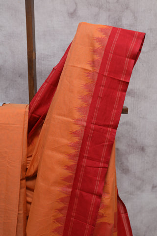 Orange Kanchi Cotton Saree-SRNBKCS140