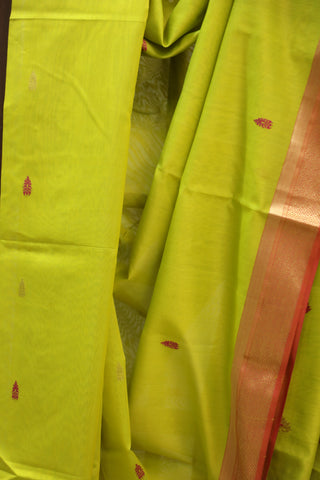 Neon Yellow Silk Maheshwari Saree - SRNYSMS233