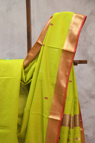 Neon Yellow Silk Maheshwari Saree - SRNYSMS233