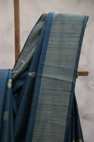 Peacock Green Raw Silk Saree - SRPGRSS560