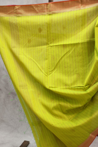 Neon Yellow Silk Maheshwari Saree - SRNYSMS233