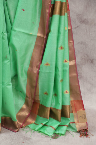 Pastel Green Silk Maheshwari Saree - SRPGSMS234