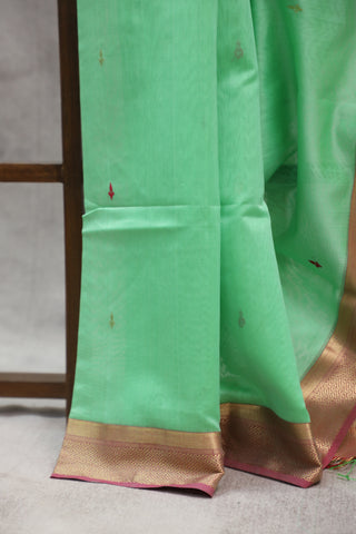 Pastel Green Silk Maheshwari Saree - SRPGSMS234