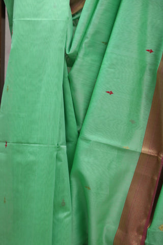 Pastel Green Silk Maheshwari Saree - SRPGSMS234