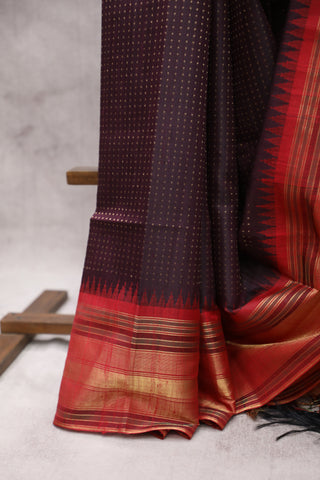 Dark Wine Raw Silk Saree - SRDWRSS541