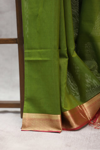 Mehndi Green Silk Maheshwari Saree - SRMGSMS231