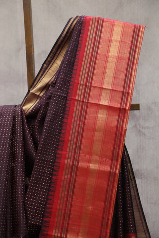 Dark Wine Raw Silk Saree - SRDWRSS541