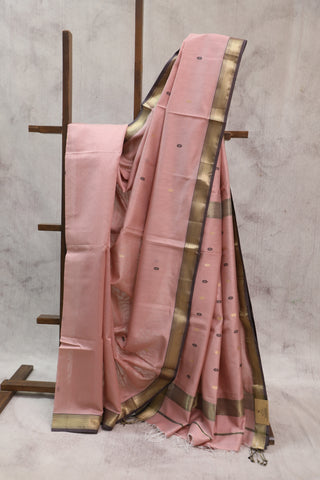 Peach Silk Maheshwari Saree - SRPSMS261