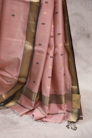 Peach Silk Maheshwari Saree - SRPSMS261