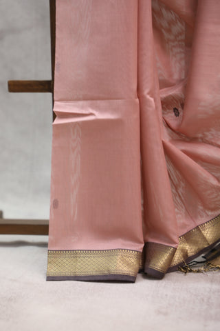 Peach Silk Maheshwari Saree - SRPSMS261