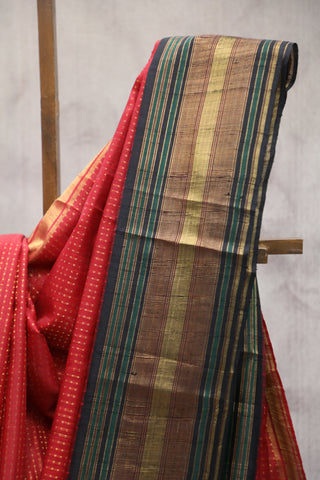 Red Raw Silk Saree - SRRRSS542