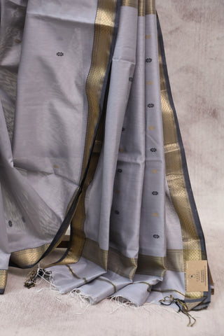 Grey Silk Maheshwari Saree - SRGSMS260